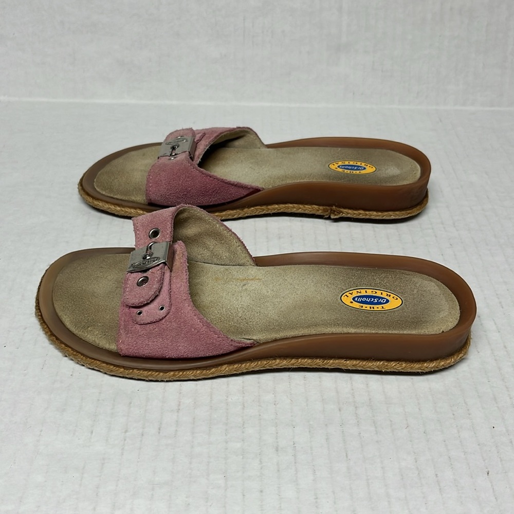 Heaven Dr. Scholl’s Pink Suede buckle Espadrille Slides Vintage Y2K Sandals sz 6 - Picture 7 of 12